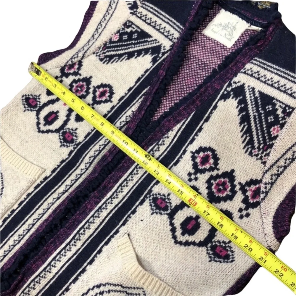 Anthro Angel of the North Warm Sweater Vest Wool Blend Navy/Purple/Ivory XS/S